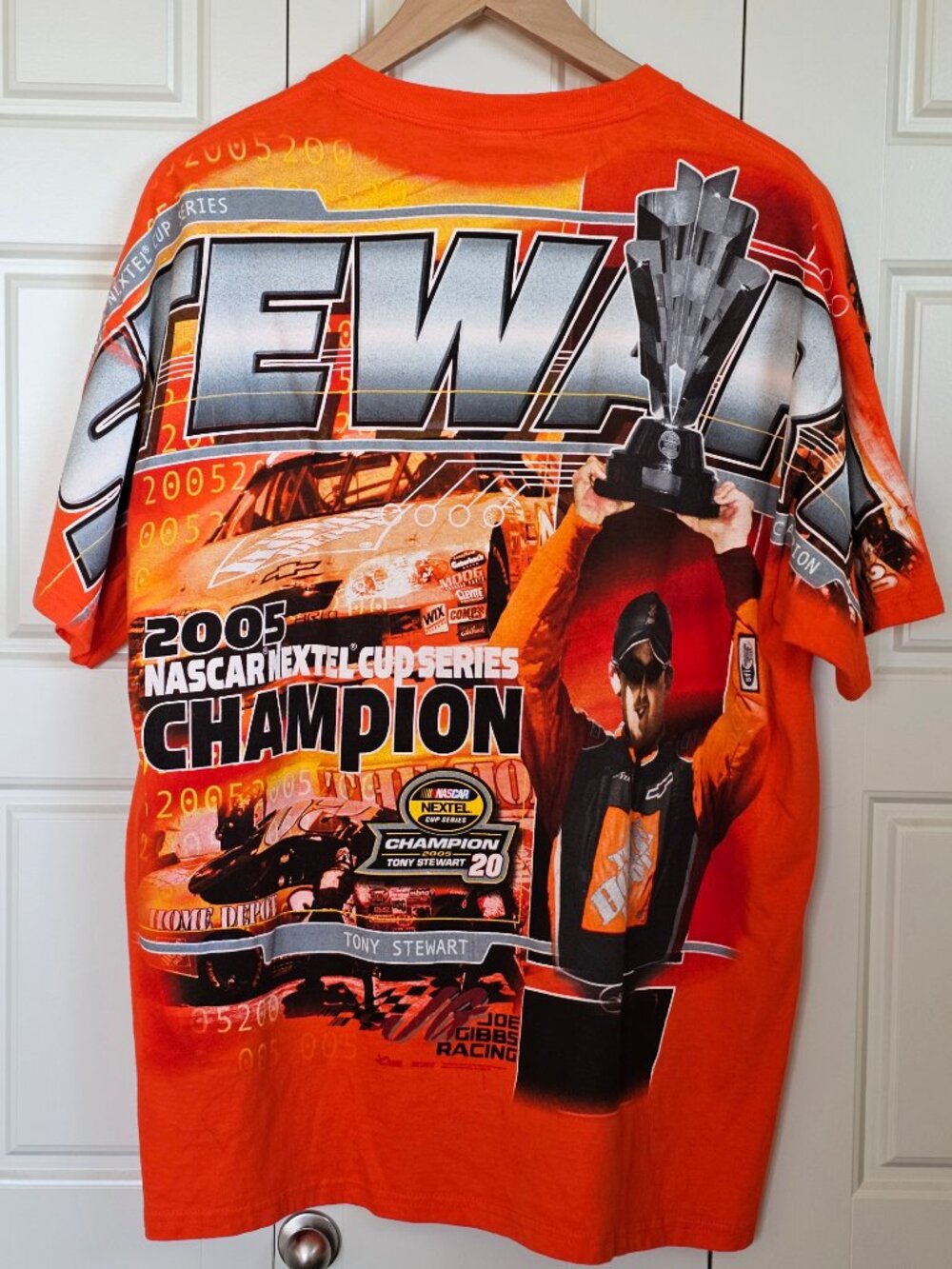 Tony Stewart 2005 NASCAR Nextel Cup Champion All Over Print Shirt XL Y2K